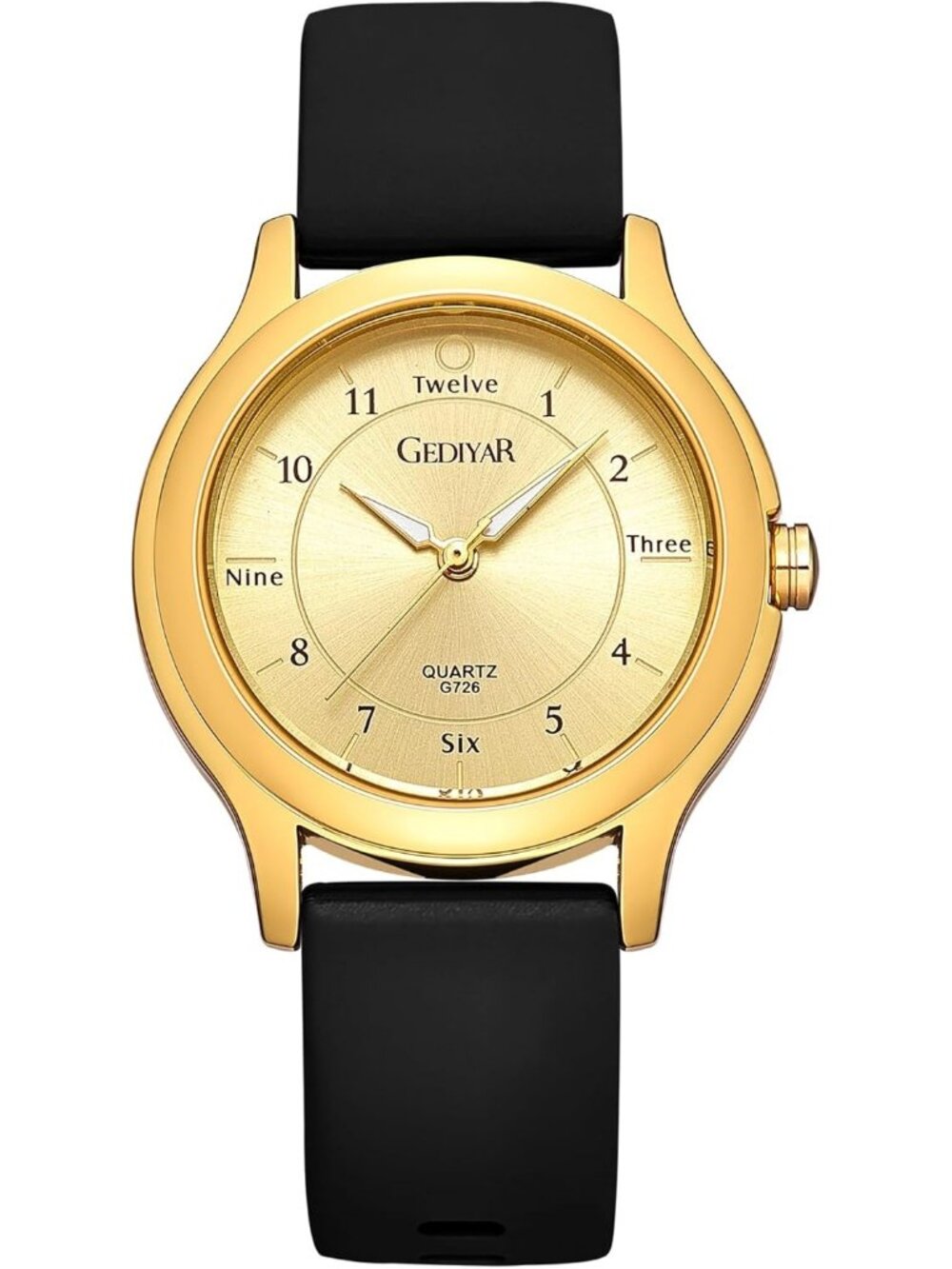 Women's Gold Analog Quartz Rubber Silicone Band Waterproof Nursing Wrist Watch